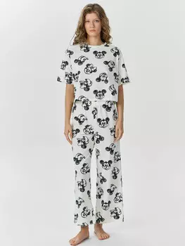 Комплект домашний женский кремовый с принтом