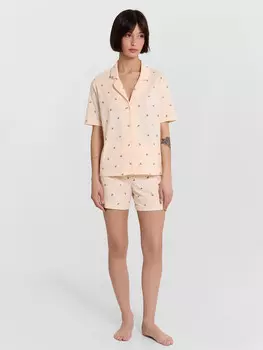 Комплект домашний женский персиковый с принтом