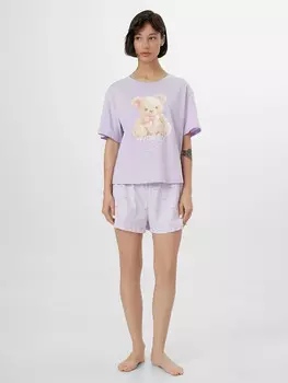 Комплект домашний женский с принтом и надписью