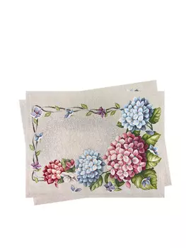 Комплект салфеток "Гортензия льняной фон" 2 шт, 35х45 см