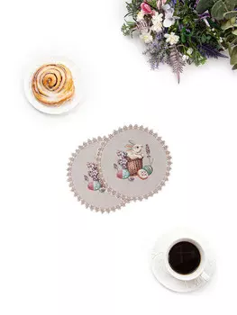 Комплект салфеток "Лавандово-сиреневое настроение" 2 шт, круг д27 см