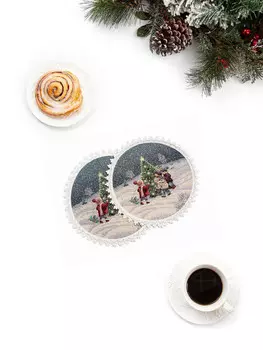 Комплект салфеток "Большая семья" 2 шт, круг д27 см