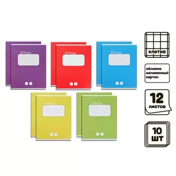 Комплект тетрадей из 10 штук, 12 листов в клетку calligrata