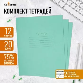 Набор тетрадей, 12 листов в косую линейку,