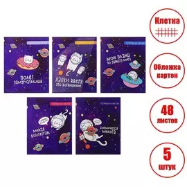 Комплект тетрадей из 5 штук, 48 листов в клетку calligrata