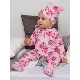 Комплект трикотажный боди полукомбинезон шапочка