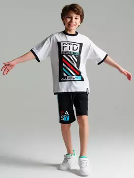 Комплект трикотажный фуфайка футболка шорты пояс