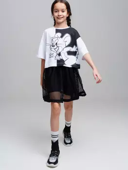 Комплект трикотажный фуфайка футболка юбка шорты