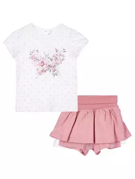 Комплект трикотажный фуфайка футболка юбка шорты