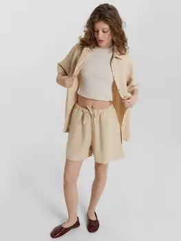 Комплект женский бежевый: рубашка и шорты