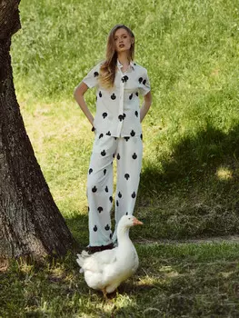 Комплект женский молочный с принтом