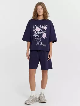 Комплект женский синий с принтом и надписью