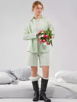 Комплект женский зеленый в полоску