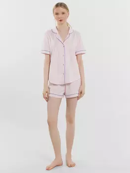 Комплект домашний женский розовый в клетку