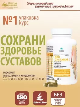 Концентрат Суставы с экстрактом сабельника и хондроитином +11 витаминов и 6 минералов, 60 капсул