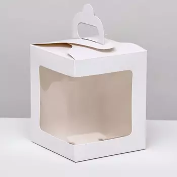 Коробка для пирожного с оконом, белая, 12.512.515 см