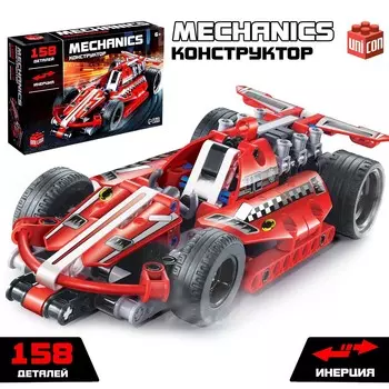 Конструктор гоночная машина unicon техно, инерционный, 158 деталей, 6+