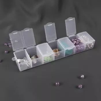 Органайзер для хранения мелочей, 7 ячеек, 194.53 см, с наклейками, прозрачный
