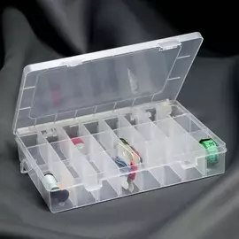 Органайзер для рукоделия, со съёмными ячейками, 24 отделения, 19,5 × 13,5 × 3,5 см, цвет прозрачный