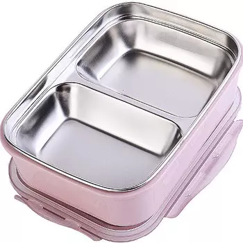 Контейнер пищевой,2 секции, розовый