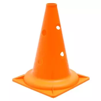 Конус - фишка, пластиковая, спортивная, разметочная, с отверстиями, 32 см, цвет оранжевый