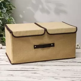 Короб стеллажный для хранения с двойной крышкой доляна