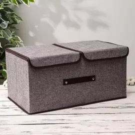 Короб стеллажный для хранения с двойной крышкой доляна