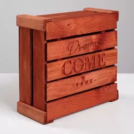 Коробка деревянная подарочная dreams come true, 20 × 20 × 10 см