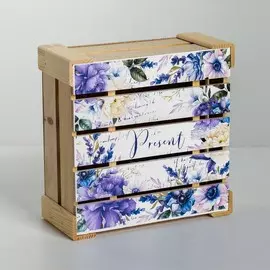 Коробка деревянная подарочная present, 20 × 20 × 10 см