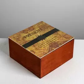 Коробка деревянная подарочная present, 20 × 20 × 10 см