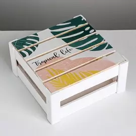 Коробка деревянная подарочная tropical life, 20 × 20 × 10 см