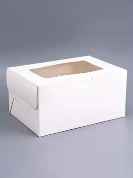Коробка для 2 капкейка и торт, белая, 25.41812.7 см