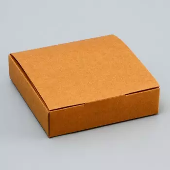 Коробка для 9 конфет, крафт с откидной крышкой, 13.713.73.5 см