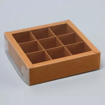 Коробка для 9 конфет, 13.713.73.5 см