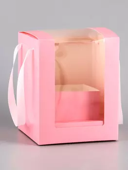 Коробка для цветов, 161620 см, розовая