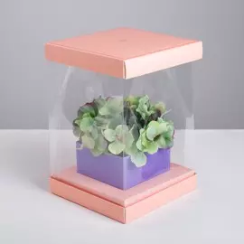 Коробка для цветов с вазой и pvc окнами складная