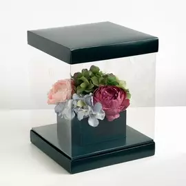 Коробка для цветов с вазой и pvc окнами складная flowers, 23 х 30 х 23 см