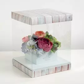 Коробка для цветов с вазой и pvc окнами складная for you with love, 23 х 30 х 23 см