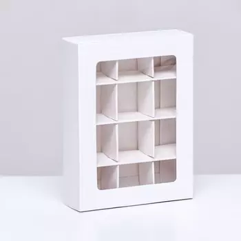 Коробка для 12 конфет, 11.58.72.5 см, тонкие разделители, белый
