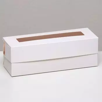 Коробка для макарун, с ложементом, с окном, белая 16.55.55.5 см