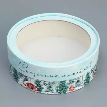 Коробка новогодняя для макарун тубус с окном