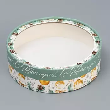 Коробка новогодняя для макарун тубус с окном