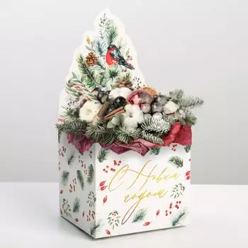 Коробка новогодняя для мини-букетов