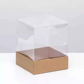 Коробка для пирожных, крафт , 14,5 х 14,5 х 17,5 см. кондитерская упаковка