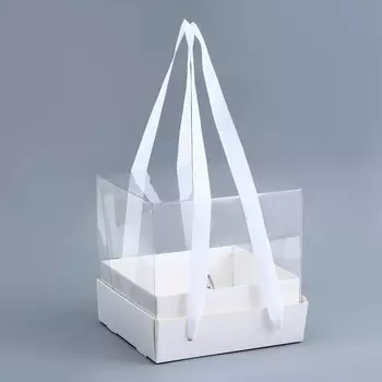 Коробка для торта с прозрачной крышкой, белая, 17 х 17 х 15 см