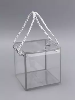 Коробка из pet с ручками, серебряная, 121212 см