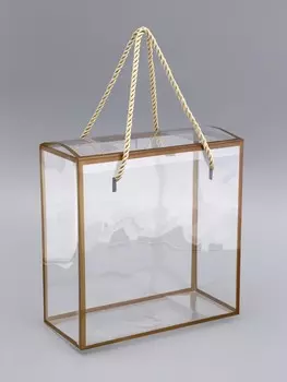 Коробка из pet с ручками, золотая, 20209 см