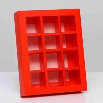 Коробка для 12 конфет, алый, 19153.5 см