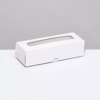 Коробка под 3 конфеты, с окном, белый 13,5 x 5,5 x 3,5 см