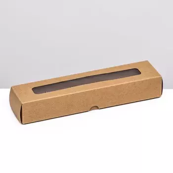 Коробка для 5 конфет, с окном, с тонкими разделителями, крафт 2153.3 см